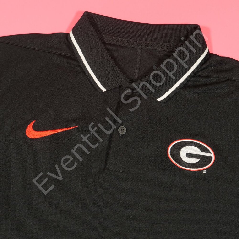Nike Georgia Bulldogs Sideline Tipped Mesh Polo Shirt in Black Size Medium - Picture 1 of 8